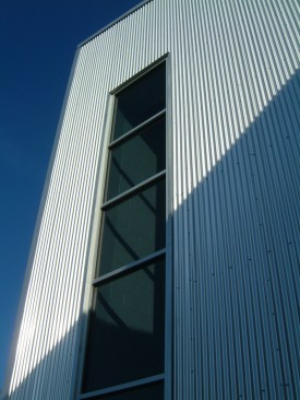 Natural light filters into the stairwell