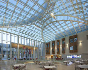 Super Sky met the project’s challenging goals, and its aesthetic and performance requirements by manufacturing and installing the skylight systems in three sections. The largest section is an 88-by-91-foot custom vault skylight. A single slope skylight caps another section measuring 5 feet by 46 feet 5 inches. The final skylight is a 29-by-20-foot, custom curved, single slope system.