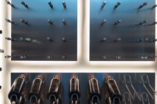 Georgina Avenue Santa Monica modern home wine rack detail