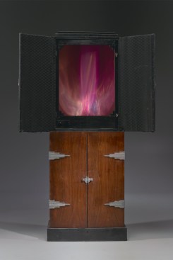 Unit #86, from the Clavilux Junior (First Home Clavilux Model) series, 1930. Metal, glass, electrical and lighting elements, and an illustration-board screen in a wood cabinet.