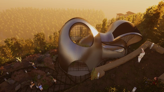 Bird's eye View of the entrnace to the Atrium and Shala