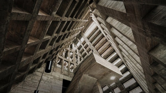 Detail: concrete marked by wooden pattern 