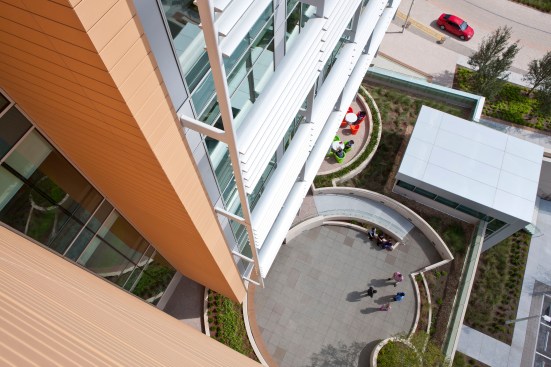 Aerial View of Roof Garden and Exterior Detail