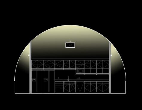 Cross section drawing showing the perimeter light coves.