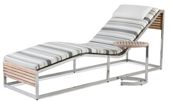 Echo Chaise with Santa Barbara Fabric and Cantilever Drink Table.