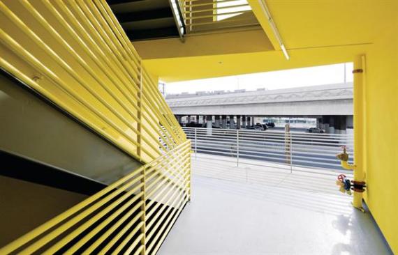 Where possible, circulation stairs are open to the outdoors, providing views out for the residents and peeks in for passers-by.