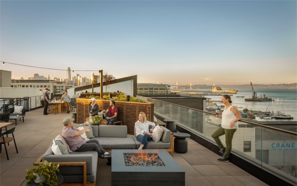 Roof deck with sweeping views of the bay