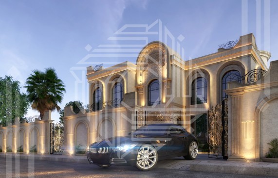 Exterior Front Night View with Boundary 