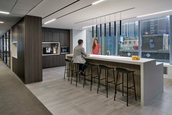 The communal Café, located between the open work areas, provides another spot for gathering and collaboration.