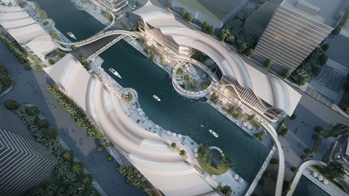 Multidimensional pedestrian bridge system      