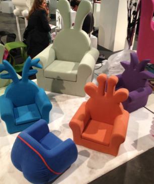 Junghye Yoon’s colorful Honeydew Rabbit chairs at Superstudio’s freedomDesign exhibition.