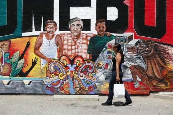 Across the river from the skyscrapers of downtown Los Angeles, Boyle Heights is a culturally vibrant part of crime-ridden East Los Angeles. The area is full of brightly colored murals and houses, and small local businesses that cater to residents.