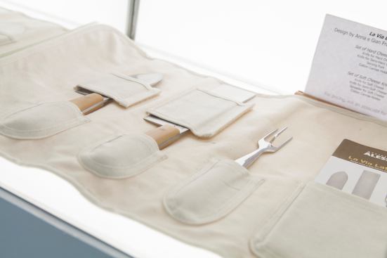 Cheese knife set on display