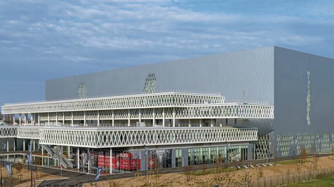 The stacked trays of offices and public spaces.