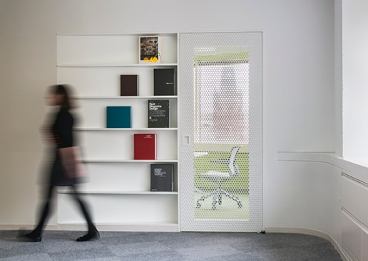 Shelving and conference room door details.