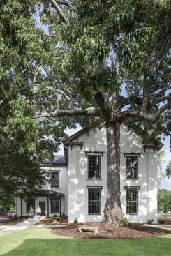 A new entrance to the Language Hall, located on one side of the building addition, helps to bring Language Hall up to the standards of the Americans with Disabilities Act.