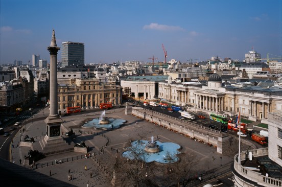 Construction aerial, Sainsbury Wing, National Gallery.