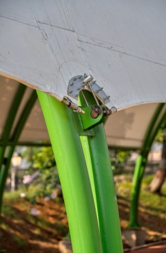 Tensile roof detail for a roof covering at a garden in Bandra West, Mumbai