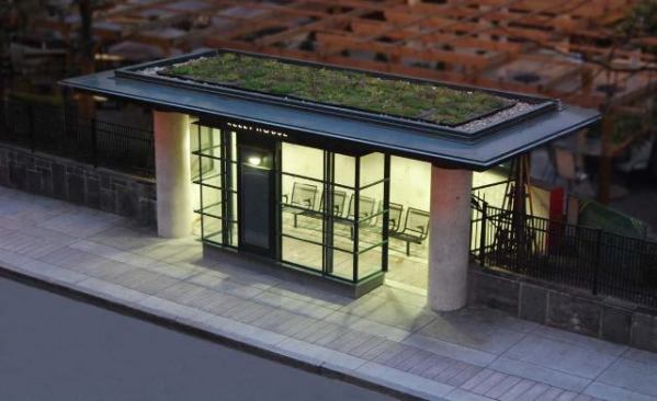 Public Bus Shelters - New Haven, Connecticut This project involved the construction of three new bus shelters at two sites in downtown New Haven, Connecticut. Each shelter has been conceived to insure the most effective response to concerns involving security, vandalism, maintenance, and comfort of the ridership.
Architect: David Thompson Architects
