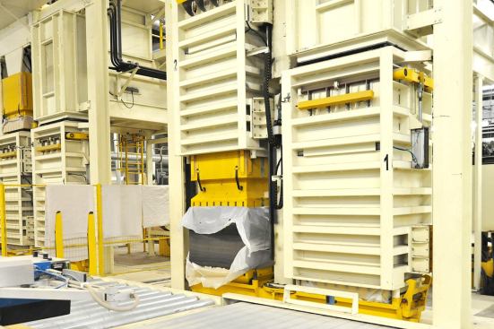 The separated fibers or fluff are compacted from a starting height of 20 feet into bales weighing about 650 pounds each. The bales are sent to Interface’s fiber partners where they will be unpacked and melted into pelletized nylon for use as post-consumer content 6,6 or 6 nylon.