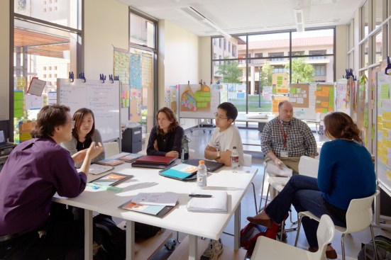 The center's CoLab is a freeform space designed for multi-disciplinary collaboration.