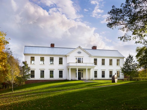 Front Facade of the new Math and Science Center fits seamlessly with the campus' classical architecture.