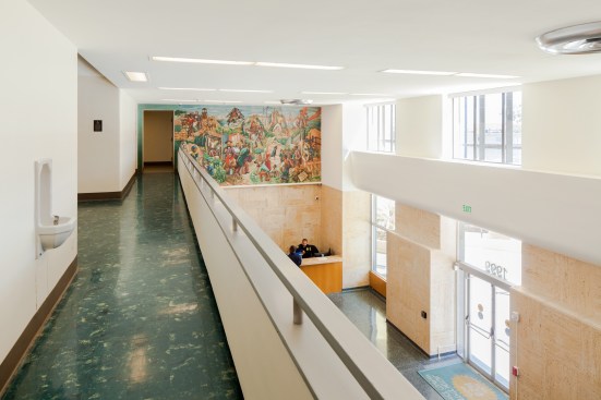 Working with original drawings and photos, the exterior, main lobby, auditorium, and executive office suite were restored to their original 1949 appearance.