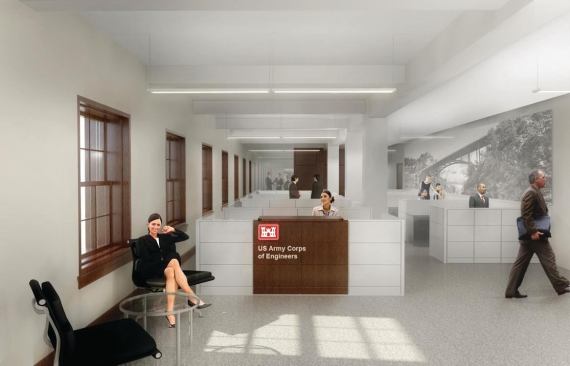 A rendering of a tenant space in the upgraded Wayne N. Aspinall Federal Building and U.S. Courthouse, which will be complete in 2013.