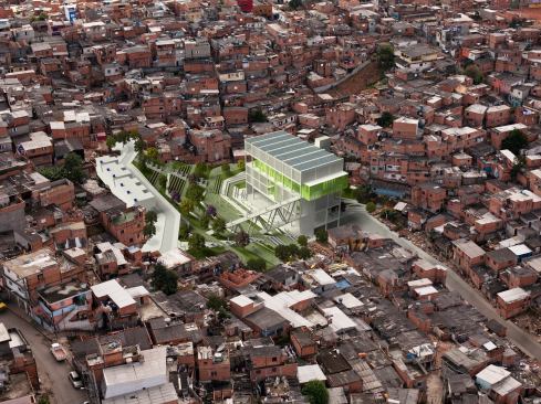The design for a multifunctional community center in Sao Paulo transfoms a void into a dynamic public zone.  Photo © Holcim Foundation.
