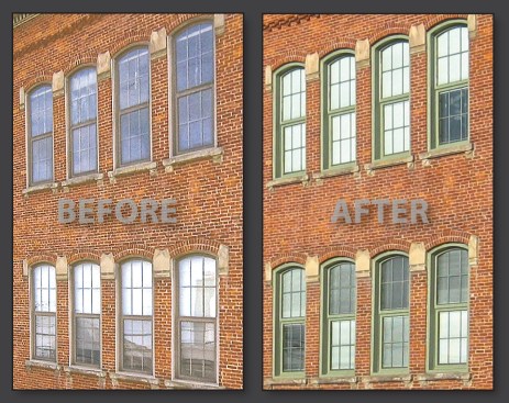 "For the historic portion of the school renovation, our simulated double-hungs are project-out units that mimic the look of traditional hung windows with arched tops and divided lites. Projected windows overcome inherent issues with counter-balancing added weight of insulating glass in double-hung sash, while offering higher performance, ease of operation, and a range of glass options to optimize energy efficiency."