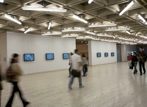 'Homographies' by Rafael Lozano-Hemmer, 2006; fluorescent lightings, electronic components