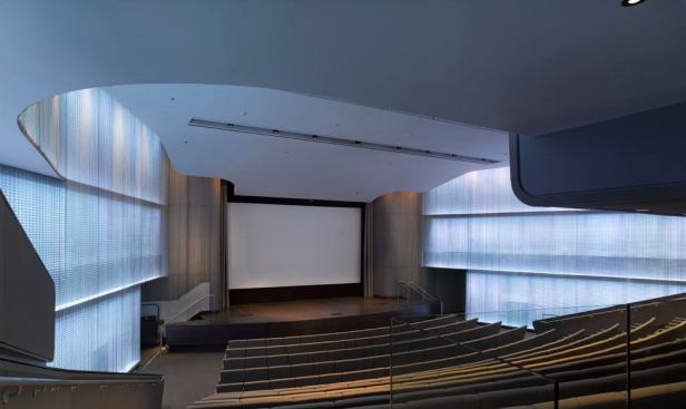 The Peltz Theater is the primary event space for the Museum of Tolerance and is at the heart of their community outreach program. The lighting plays a major role in creating the mood for an event, and the renovation of the facility depended on a single gesture-walls bathed in color for dramatic effect.