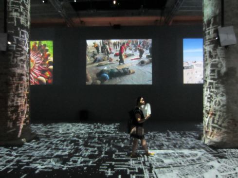 Sir Norman Foster's multimedia exhibit of the history of architecture, in the central pavilion.