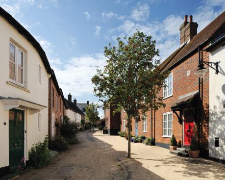 A street in Poundbury, the English town that the Prince of Wales hired Krier to plan in the late 1980s.