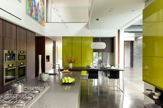 Modern design kitchen at resort style Beverly Hills home. 