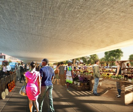 View beneath roof canopy. 