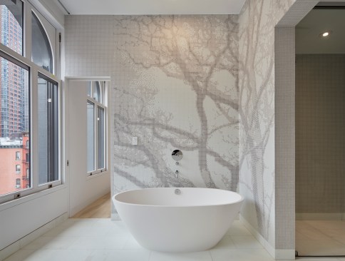 Fifth-floor master bathroom in penthouse unit