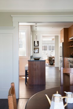 Given the confined configuration of the house’s urban setting, focus was given to pulling as much natural light into interior spaces as possible.