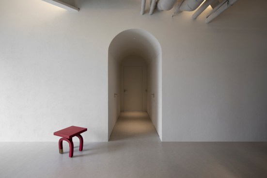 arched corridor to the office