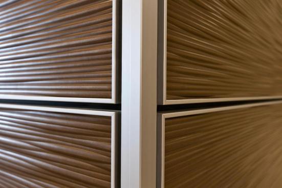LEVELe Wall System with Capture panels; insets in Bonded Bronze with Natural Patina and Kalahari pattern at Princeton Medical Arts Pavilion, Plainsboro, New Jersey