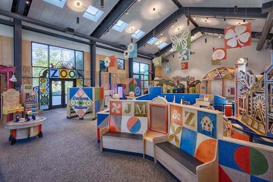 Inside the Palo Alto Junior Museum and Zoo (JMZ)'s main exhibit hall.