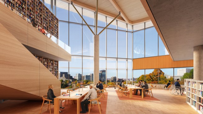 5.	The library reading room provides panoramic views of the city.