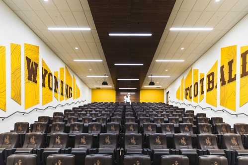 Team meeting rooms are designed in a comfortable, authentically Wyoming way to create an environment conducive to game preparation