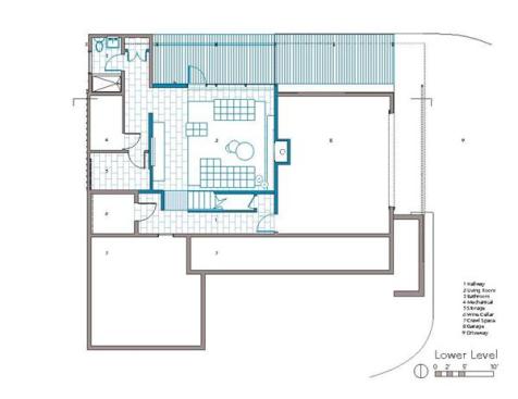 The lower level floor plan after renovation.