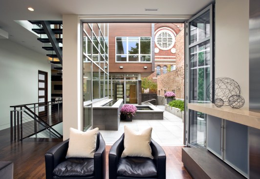 Family room w/ courtyard beyond
