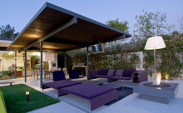 Hopen Place Hollywood Hills modern home terrace for indoor outdoor west coast living