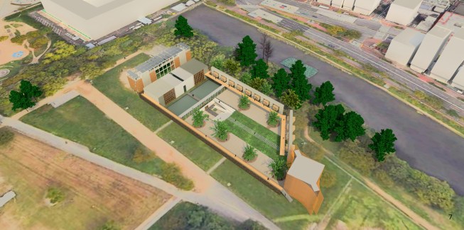 Aerial view of the architectural  complex