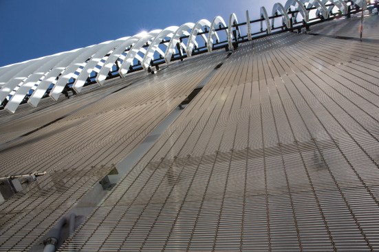 Another layer of design complexity called for louvers to be directly attached to the mesh.
