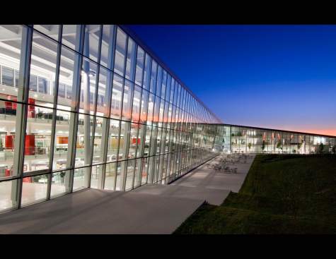 Facade at night