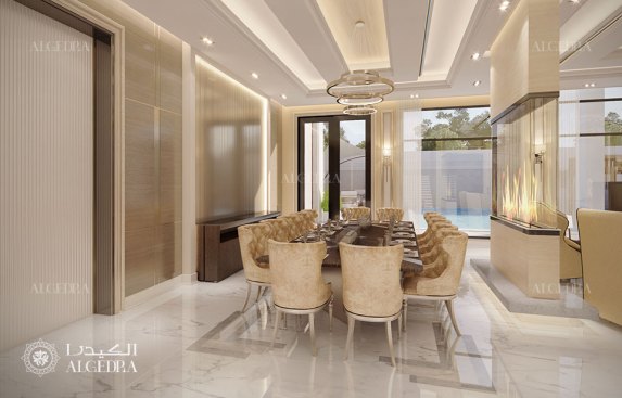 Dining room in modern villa